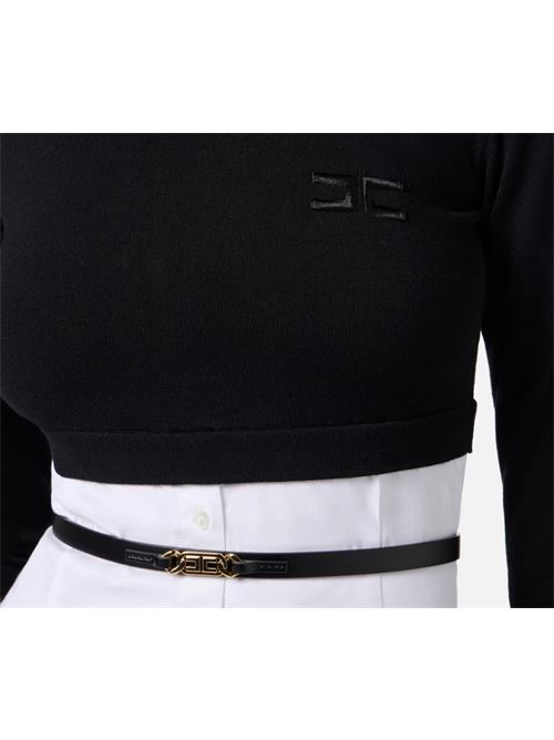 MAGLIA CON FONDO EFFETTO CAMICIA ELISABETTA FRANCHI | MK14T56E2222 Nero/Bianco